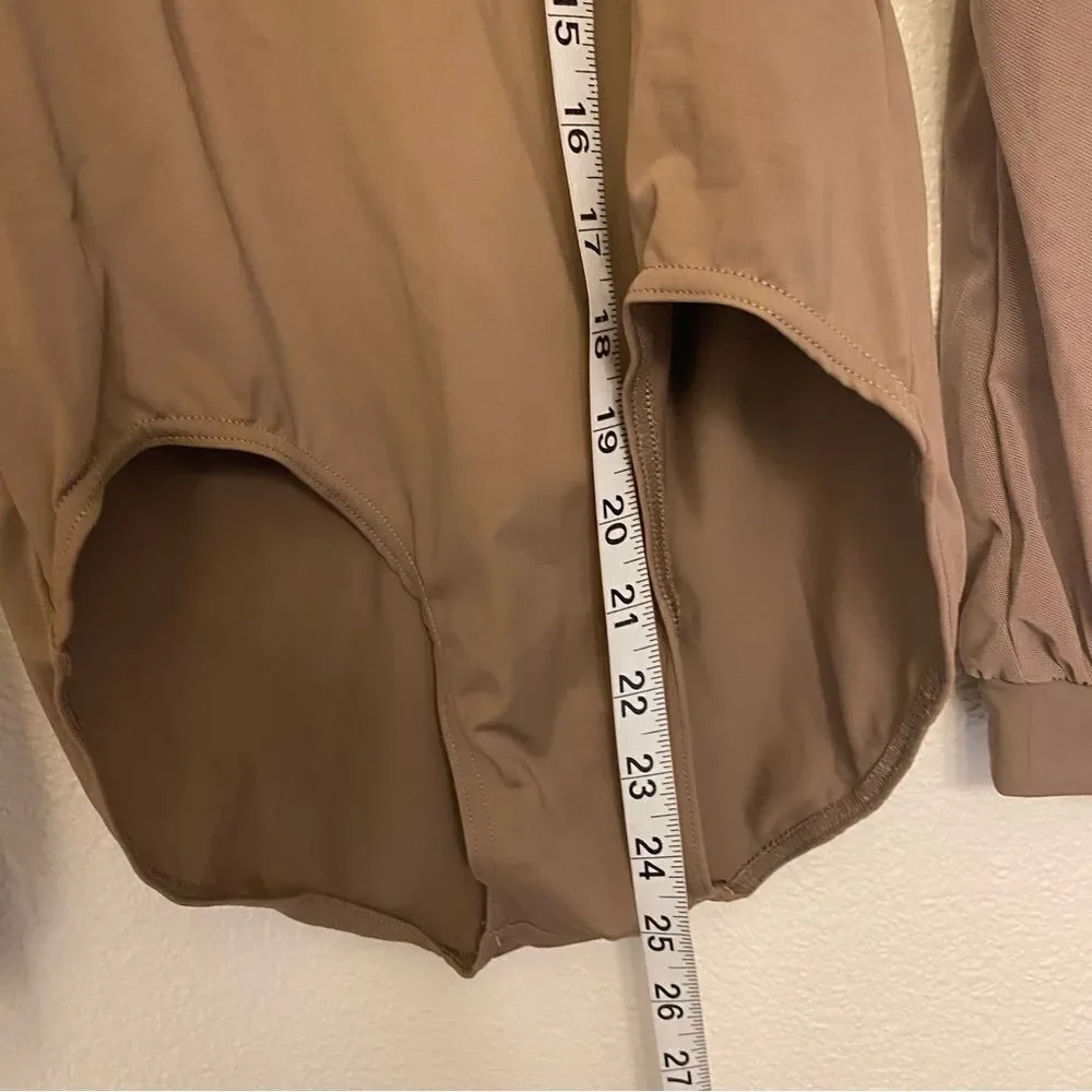 Weissman Balera Dance costume brown poet Long Sleeve Bow Tie Leotard MT11449 SA